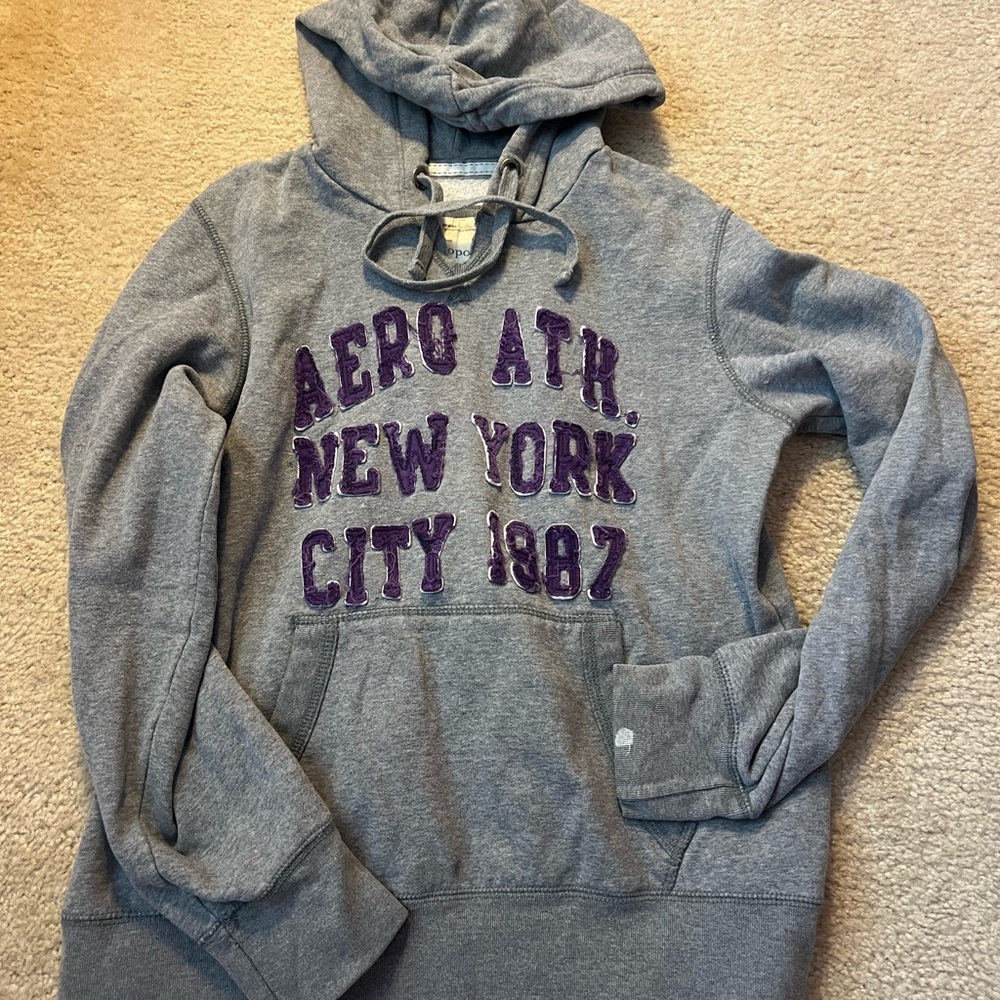 Aeropostale Gray Hoodie with Purple Accents